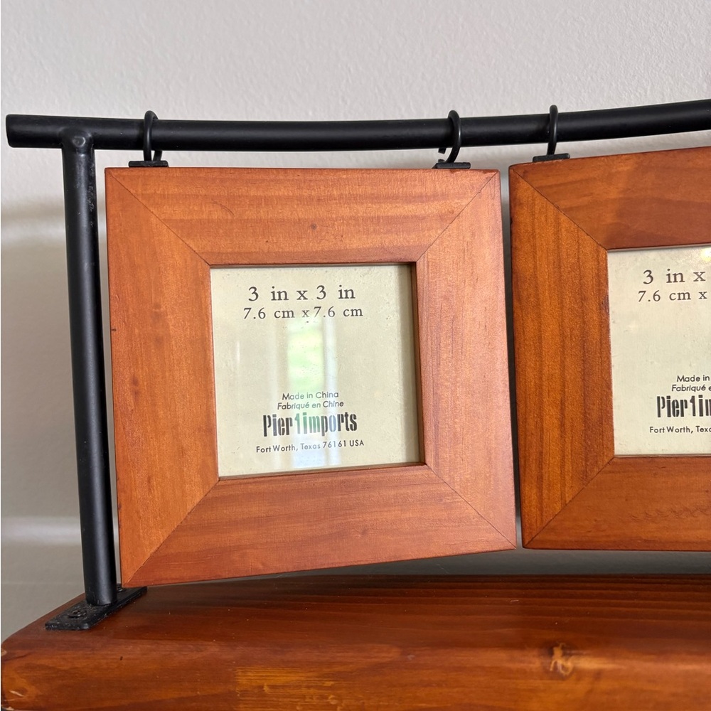 Pier 1 Warm Wood Triple Frame 16 1/2” long x 6 3/4” high x 2 3/4” deep. - Picture 3 of 4